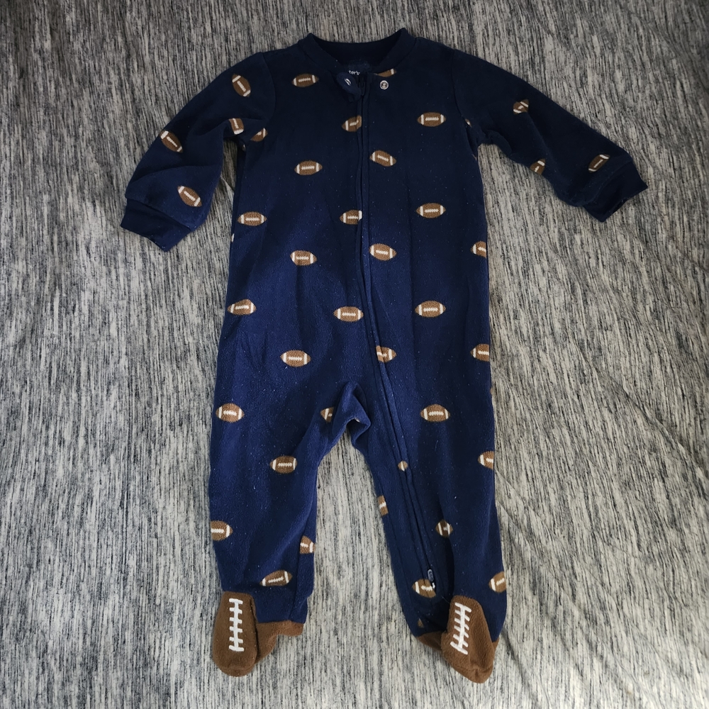 Carter's Blue Football Print Footed One Piece